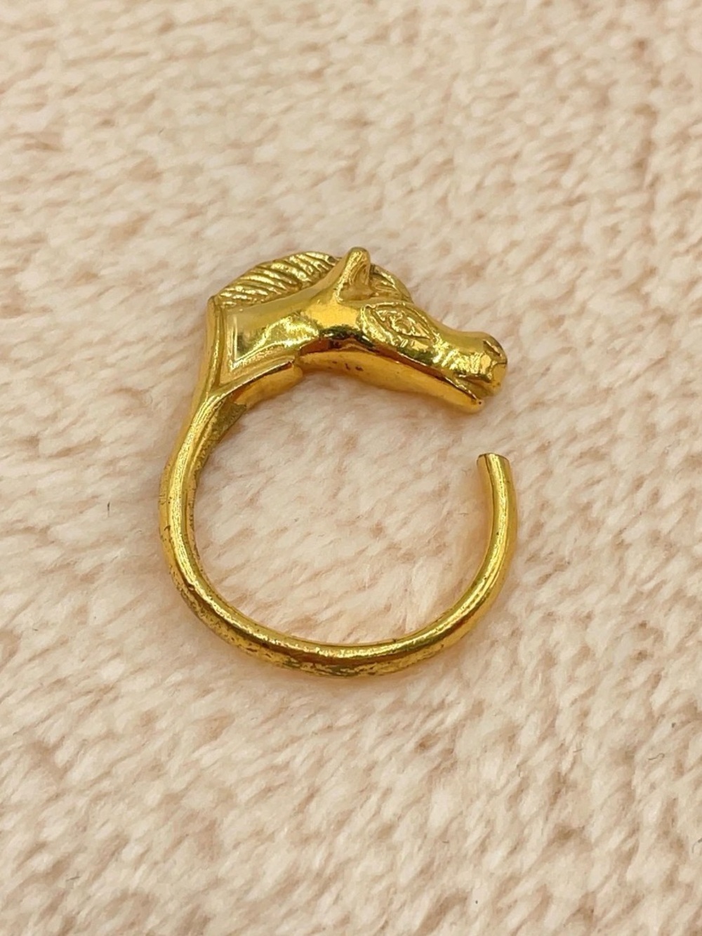 Hermès Cheval Horse Head Open Ring Gold Vintage France - Picture 6 of 8